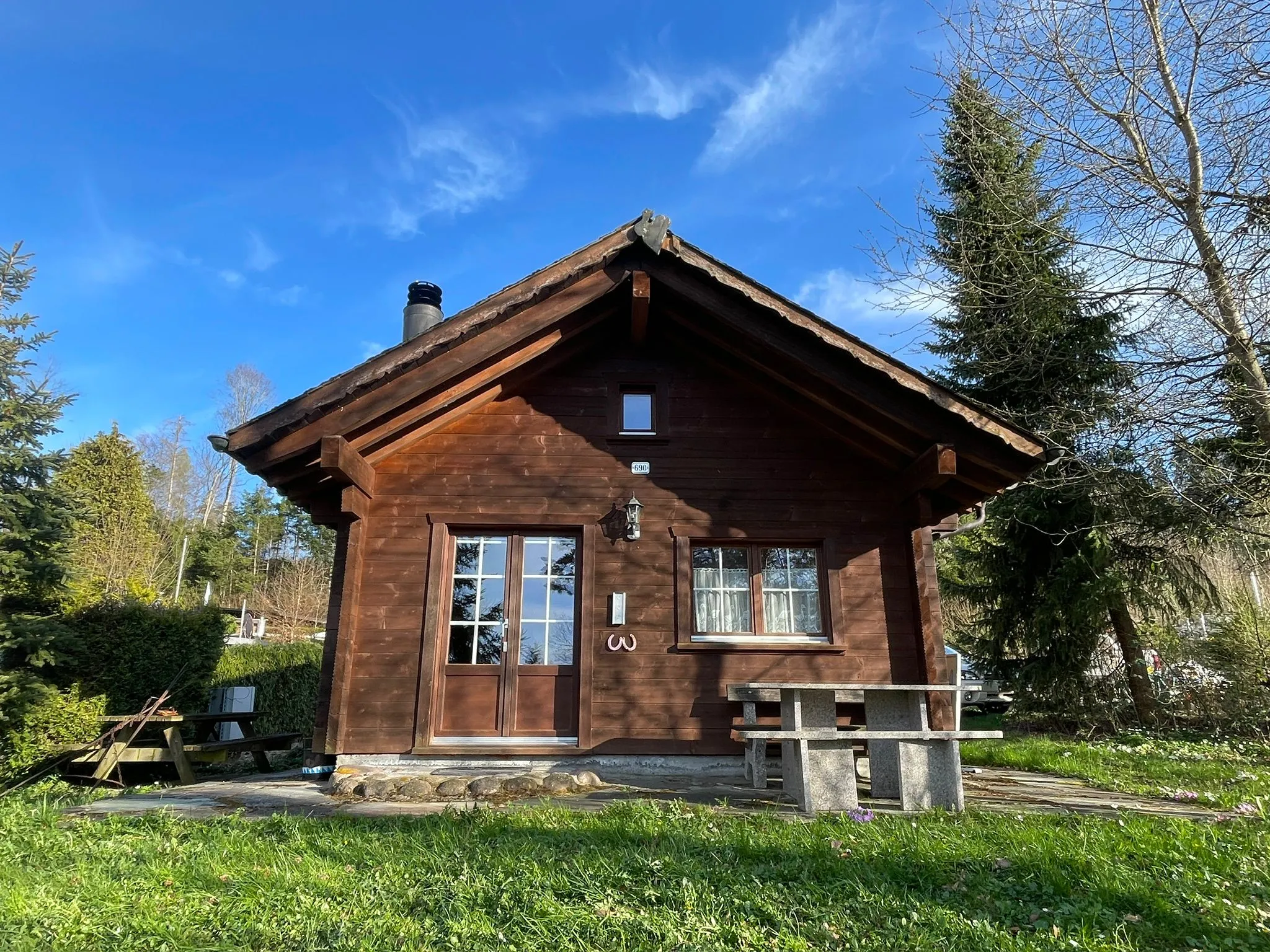Das Holzchalet von Camping Wildberg